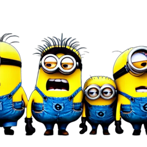 concept art, cartoon, 3d render, minions transparent PNG cut-out