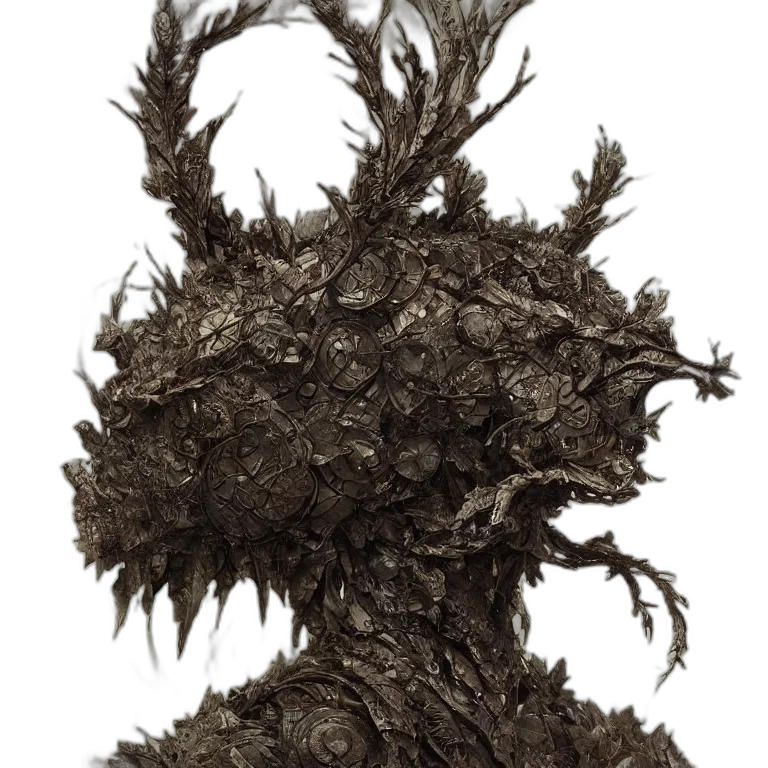 tree, crown, creature, hair, concept art, fantasy art, 3d render, photorealistic transparent PNG cut-out