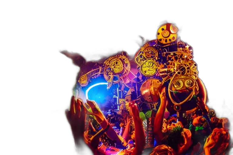 crown, mask, robot, dragon, concept art, fantasy art, 3d render, outer space transparent PNG cut-out