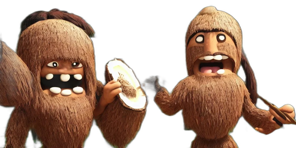 concept art, 3d render, all, need, find, kokonut, man, coconut transparent PNG cut-out