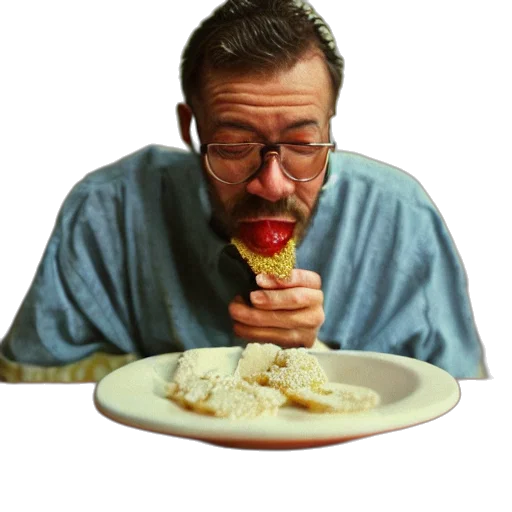 food, jacket, face, concept art, man, eats, currants, sugar transparent PNG cut-out