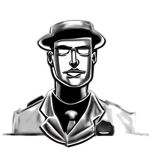 staff, hat, face, robot, cartoon, comic book art, concept art, pixel art transparent PNG cut-out
