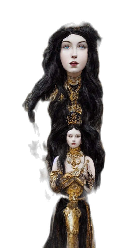 hair, crown, fantasy art, concept art, photorealistic, oil painting, dark, golden transparent PNG cut-out