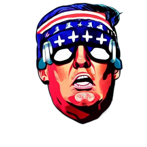 mask, face, hat, cartoon, comic book art, photorealistic, vaporwave, portrait transparent PNG cut-out