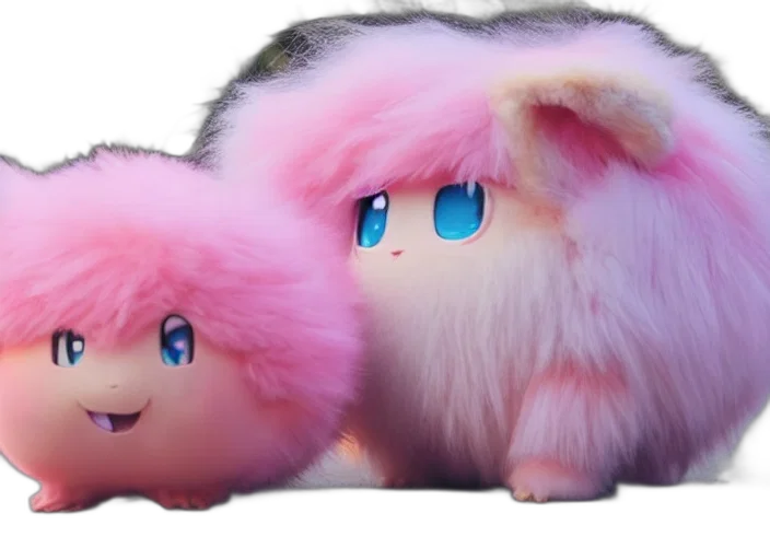 hair, creature, animal, 3d render, concept art, vaporwave, pastel, real transparent PNG cut-out