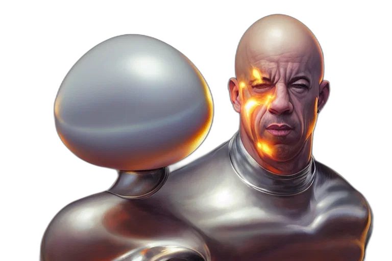 robot, face, concept art, photorealistic transparent PNG cut-out