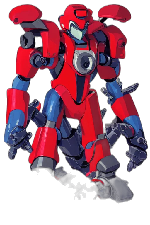 robot, weapon, concept art, 3d render, pixel art, red, boss, ninja transparent PNG cut-out