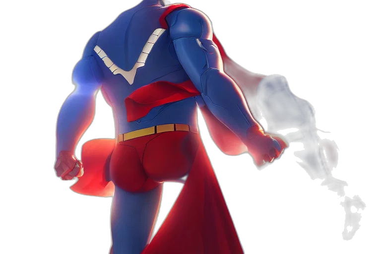 3d render, concept art, comic book art, superman, ironman, suit, single, subject transparent PNG cut-out