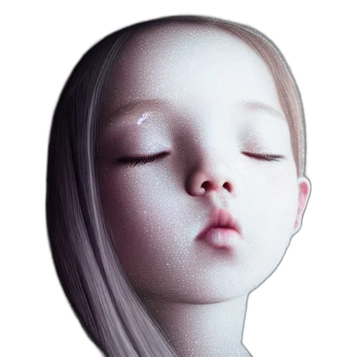 face, mask, robot, hair, photorealistic, 3d render, concept art, fantasy art transparent PNG cut-out