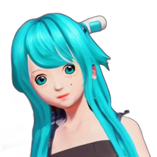 face, robot, hair, mask, 3d render, anime, photorealistic, vaporwave transparent PNG cut-out