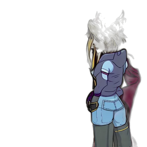 jacket, staff, weapon, mask, concept art, anime, vaporwave, cyberpunk transparent PNG cut-out
