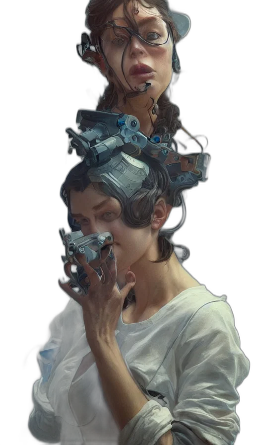 robot, face, mask, crown transparent PNG cut-out