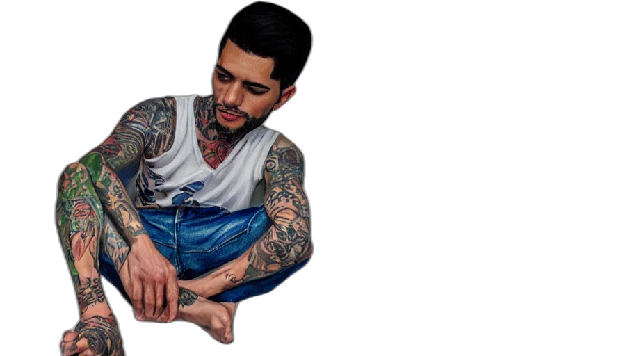 photorealistic, concept art, watercolor, cartoon, oil, painting, portrait, tattoed transparent PNG cut-out