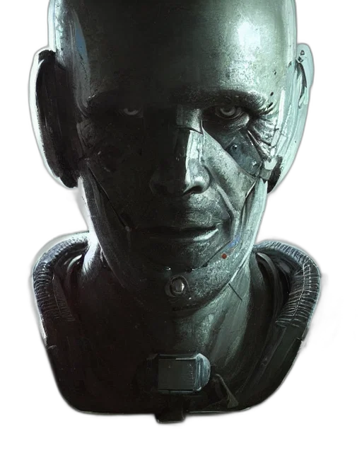 mask, robot, face, staff, concept art, 3d render, cyberpunk, photorealistic transparent PNG cut-out