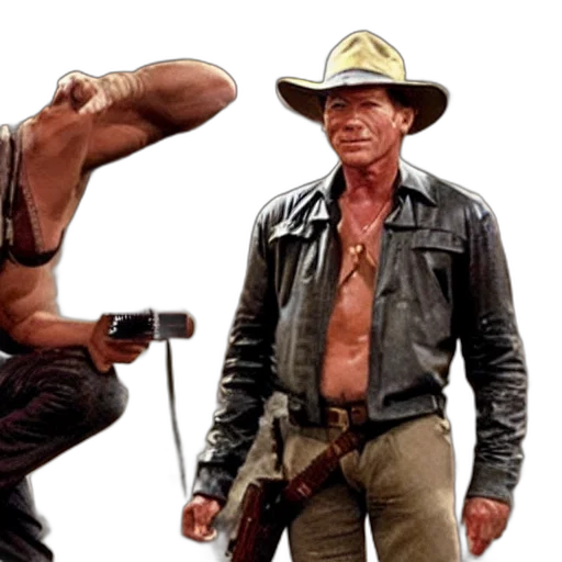 concept art, indiana, jones, but, played, arnold, schwarzenegger, terminator transparent PNG cut-out
