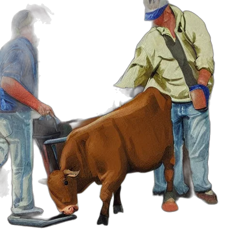 animal, furniture, concept art, photorealistic, oil painting, 3d render, cow, steals transparent PNG cut-out