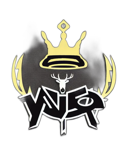 crown, concept art, fantasy art, 3d render, esports, logo, stag, wearing transparent PNG cut-out