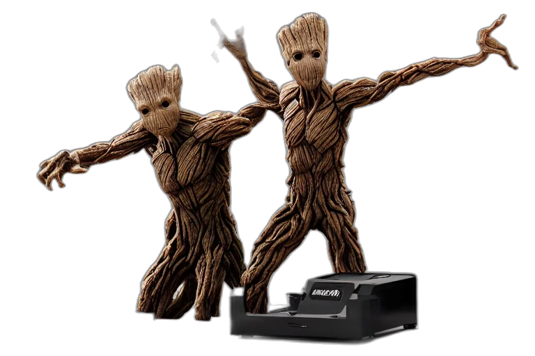 robot, tree, 3d render, concept art, printer, groot, focus, sharp transparent PNG cut-out