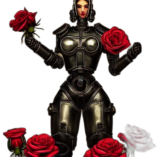 robot, weapon, concept art, pixel art, comic book art, fantasy art, red, dark transparent PNG cut-out