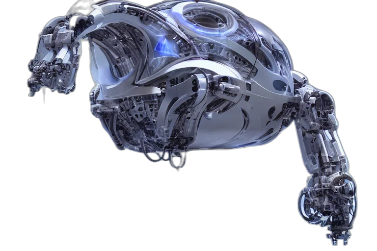 robot, concept art, cyberpunk, 3d render transparent PNG cut-out