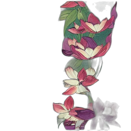 flower, crown, dress, hat, watercolor, concept art, 3d render, vaporwave transparent PNG cut-out