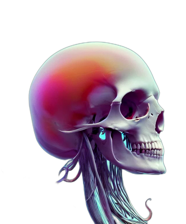 mask, face, robot, crown, 3d render, cyberpunk, vaporwave, concept art transparent PNG cut-out