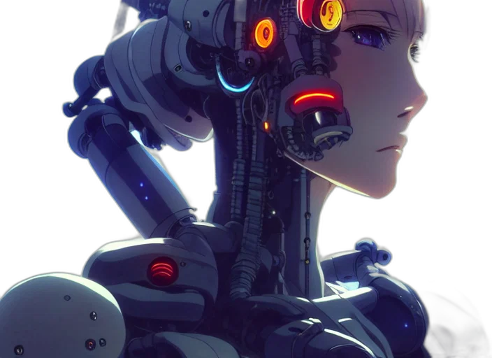 robot, weapon, face, creature, cyberpunk, concept art, anime, comic book art transparent PNG cut-out