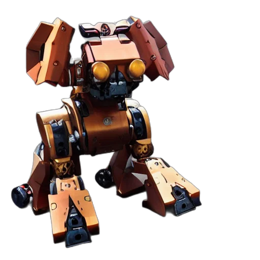 robot, weapon, animal, 3d render, concept art, pixel art, cyberpunk, dog transparent PNG cut-out