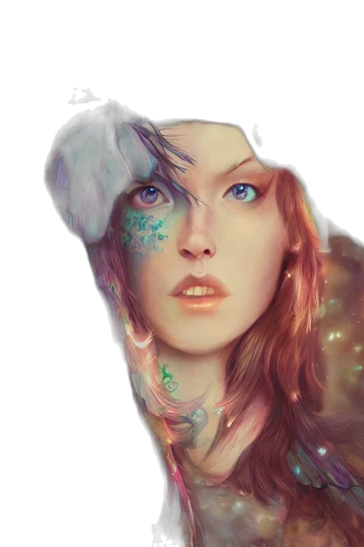 face, robot, dress, crown, fantasy art, photorealistic, watercolor, concept art transparent PNG cut-out