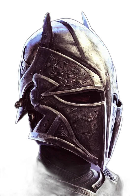 mask, face, sword, weapon, concept art, fantasy art, comic book art, photorealistic transparent PNG cut-out