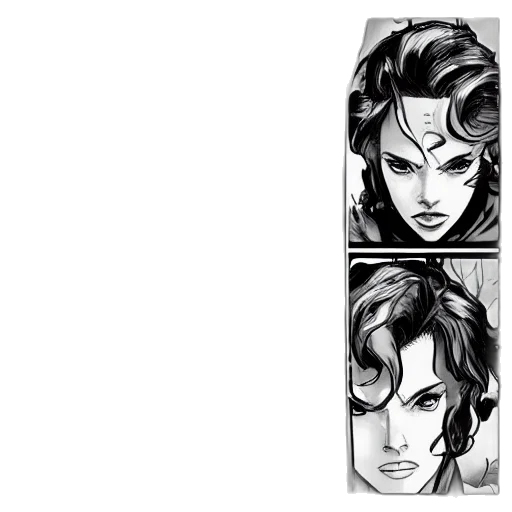 comic book art, concept art, cartoon, anime, scarlett, johansson, symmetrical, kung transparent PNG cut-out