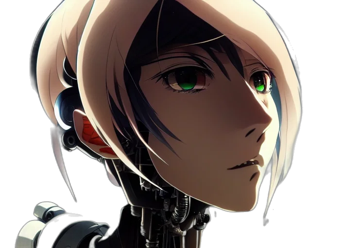 robot, face, mask, weapon, cyberpunk, concept art, anime, pixel art transparent PNG cut-out
