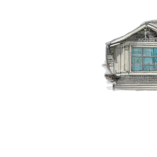 building, furniture, umbrella, 3d render transparent PNG cut-out