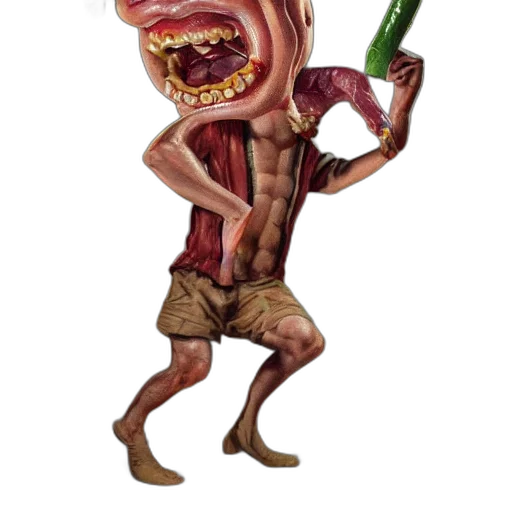 creature, staff, animal, mask, concept art, 3d render, fantasy art, pixel art transparent PNG cut-out