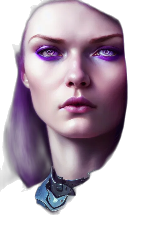 robot, face, jewelry, fantasy art, cyberpunk, concept art, photorealistic, outer space transparent PNG cut-out