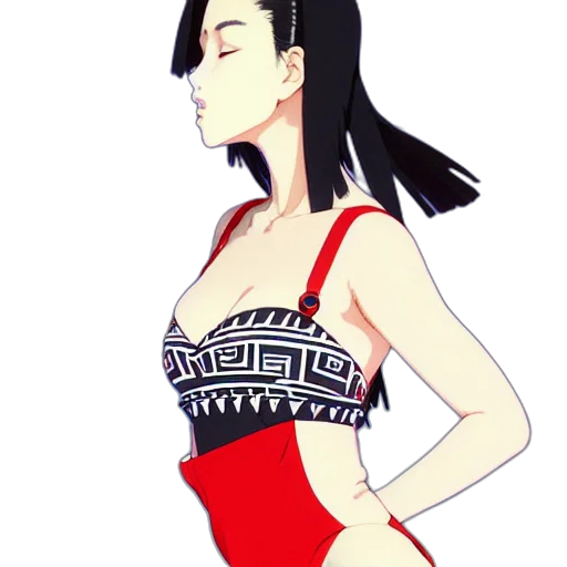 dress, jewelry, jacket, cartoon, pixel art, anime, concept art, red transparent PNG cut-out