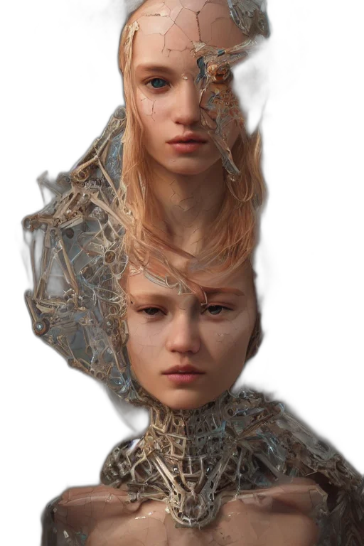face, mask, hair, jacket, photorealistic, 3d render, concept art, cyberpunk transparent PNG cut-out