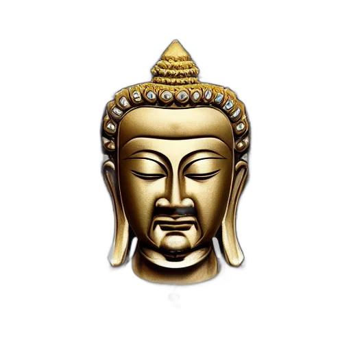 jewelry, mask, face, crown, photorealistic, 3d render, concept art, buddhist transparent PNG cut-out