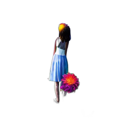 dress, flower, umbrella, staff transparent PNG cut-out