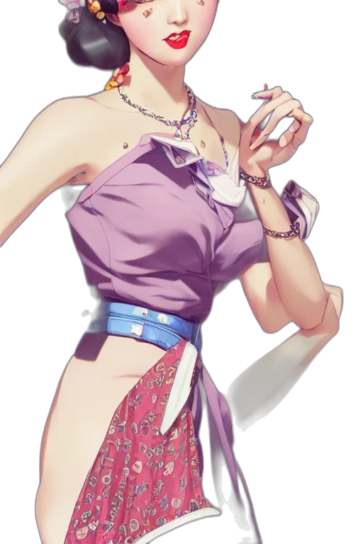 dress, jewelry, staff, weapon, vaporwave, concept art, anime, watercolor transparent PNG cut-out