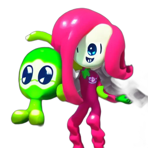 creature, 3d render, concept art, pixel art, vaporwave, neon, green, woomy transparent PNG cut-out