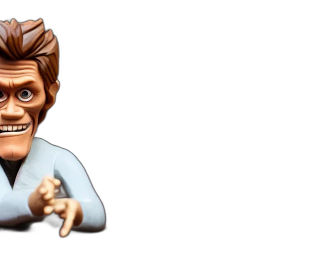 3d render, pixel art, cartoon, concept art, willem, dafoe, figurine, pixar transparent PNG cut-out