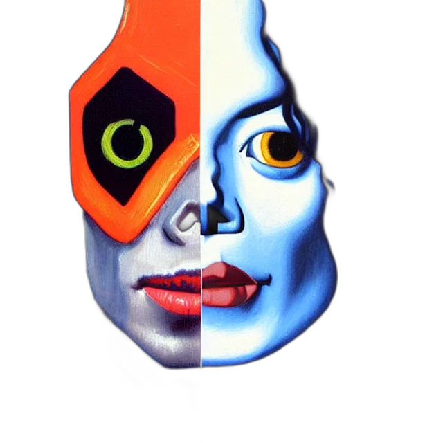 mask, face, robot, crown, concept art, watercolor, 3d render, fantasy art transparent PNG cut-out