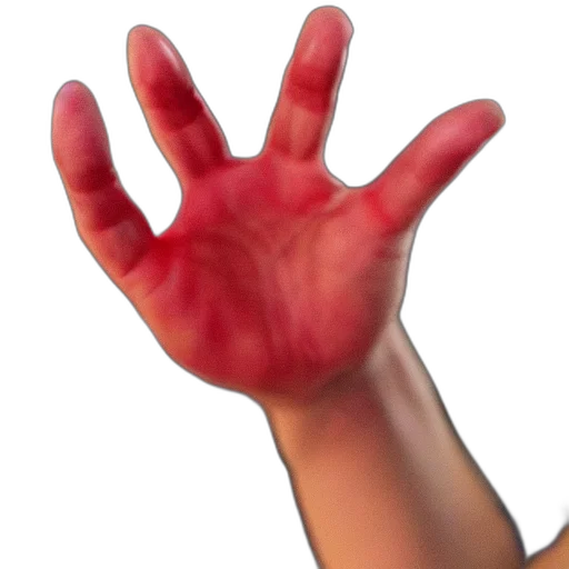 weapon, staff, creature, hair, 3d render, photorealistic, red, mutant transparent PNG cut-out