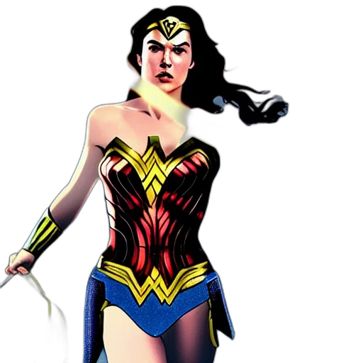 comic book art, concept art, 3d render, cartoon, daisy, ridley, wonder, woman transparent PNG cut-out