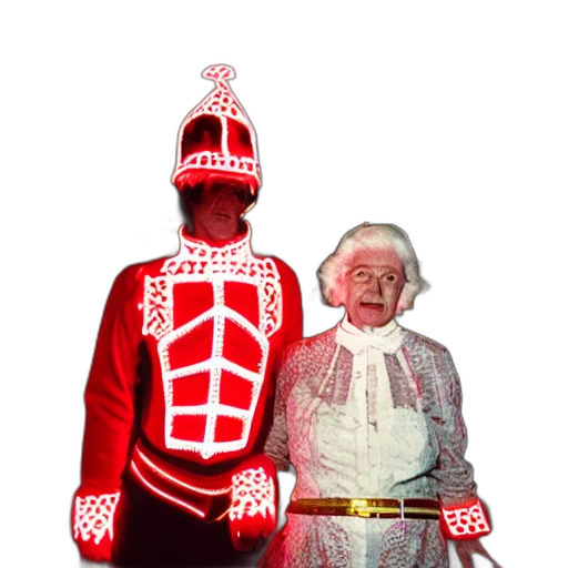 crown, staff, robot, jacket, concept art, 3d render, red, couple transparent PNG cut-out