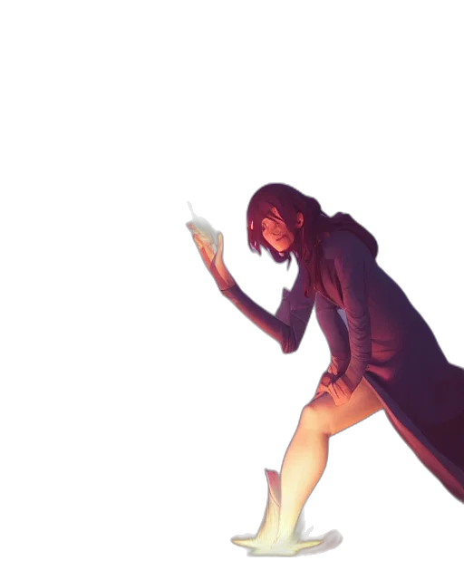 dress, jacket, staff, weapon transparent PNG cut-out