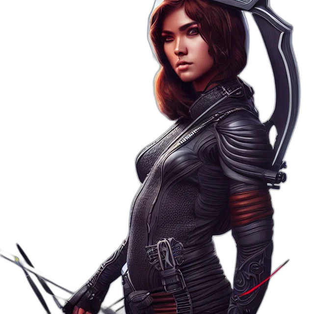 weapon, staff, jacket, concept art, comic book art, fantasy art, cyberpunk, dark transparent PNG cut-out