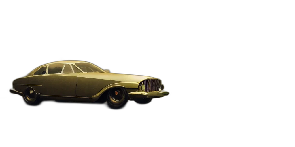 car, weapon, 3d render, photorealistic, concept art, earth tones, golden, parked transparent PNG cut-out