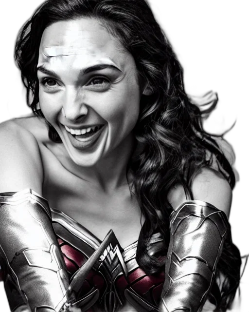 comic book art, photorealistic, gal, gadot transparent PNG cut-out